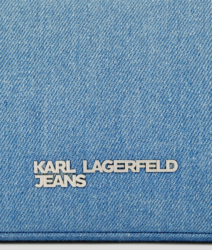 METAL LOGO DENIM SHOULDER BAG